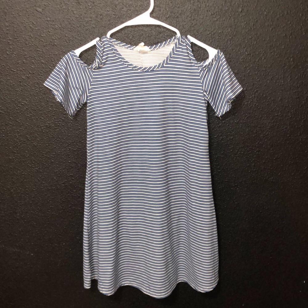 striped off the shoulder dress